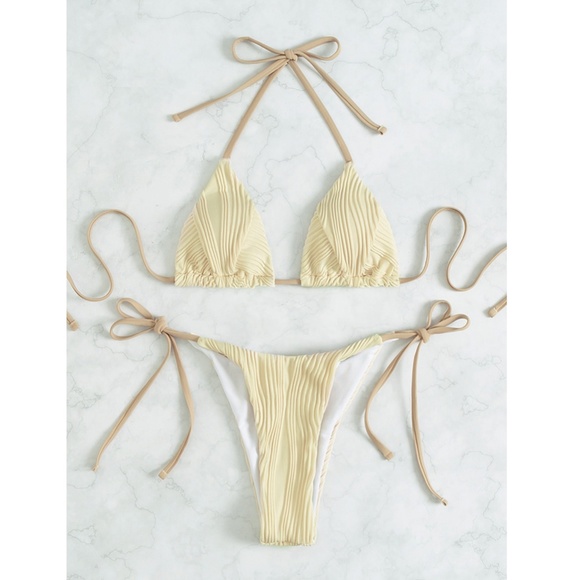 Beige Bikini Swimsuit Textured - Picture 5 of 6